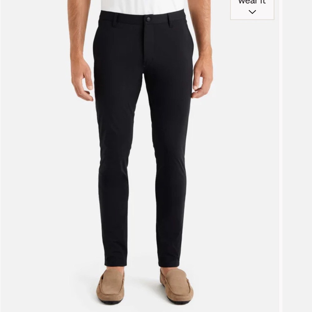 Rhône NWT Men's Commuter Skinny Pant Black Slim Fit 33-28L